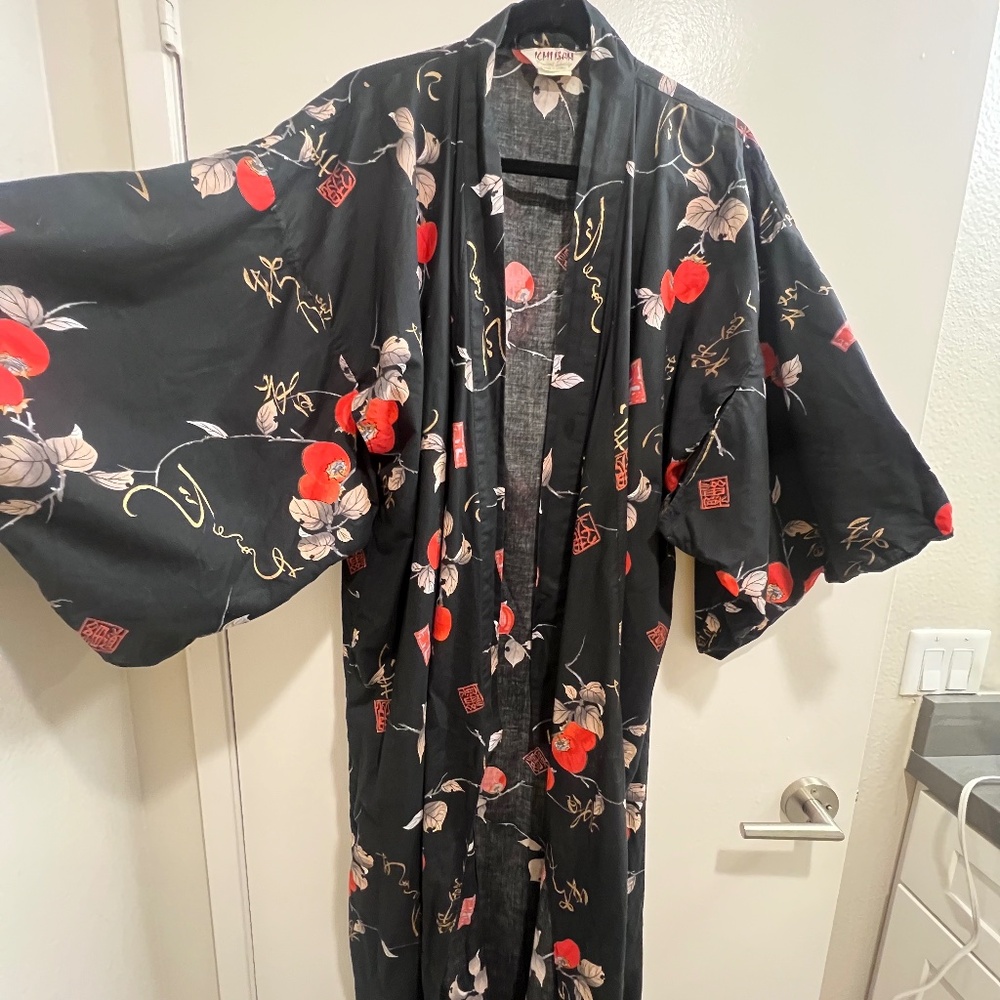 Vintage Black Ichi Ban Kimono 100% Cotton